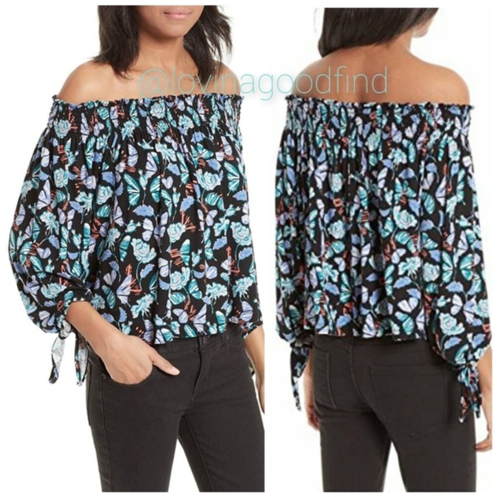 FREE PEOPLE We The Free Butterfly Off the Shoulder Blouse EUC sz S
